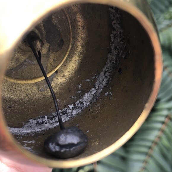 Brass Apple Bell Unpolished Natural Patina Home Decor School Teacher Gift IN - Picture 8 of 12